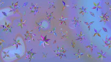 Mor ve mavi renkte çiçekler. Raster illüstrasyonu. Çizim çiçek deseni duvar kağıdı için kullanılabilir.