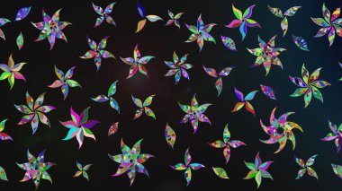 Eskiz klasiği. Renkli Bahar Teması eskiz kalıbı. Raster Şirin kumaş deseni. Düz Çiçek Elementleri Tasarımı.