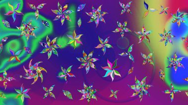 Mor ve mor renkte çiçek çizimi. Raster illüstrasyonu. Şatafatlı bahar bahçesi dokusu. Mor ve mor renkli çiçekler. Çiçek deseni.