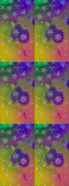 Soyut etnik raster çizim kalıbı. Arkaplan dokusu, duvar kağıdı, yeşil ve mor renkli çiçek teması. Kabile sanatı boho baskısı, klasik çiçek arkaplanı.