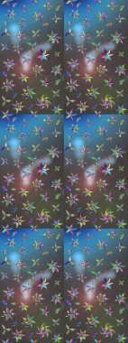 Raster illüstrasyonu. Mavi ve gri renklerde. Çiçekli tebrik kartı. Çiçek arkaplan. Suluboya çiçek buketi. Doğum günü kartı ya da düğün davetiyesi.