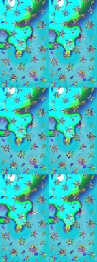 Tomurcukları papatya çiçekleri olan sevimli bir çiçek deseni. Kumaş, tekstil, duvar kağıdı baskısı için. Raster illüstrasyonu. Eskiz geçmişi. Eski usul. Miles Fleur, dandik süs.