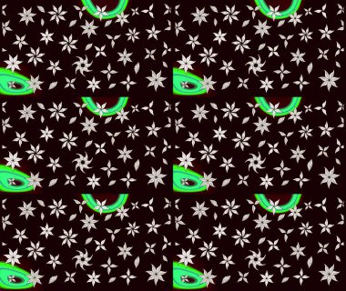 Şirin çiçekler. Çizgi çizimi kalıbı. Raster Moda kumaş deseni.