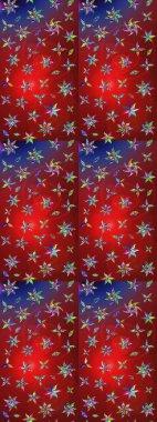 Bir sürü kırmızı ve mavi soyut çiçekli tropik eskiz deseni. Renkli ve mavi raster çizimi. Küçük çiçekte sevimli çiçek deseni var..