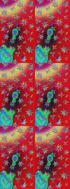 Düz Çiçek Elementleri Tasarımı. Güzel çiçek deseni. Çiçekler kırmızı ve yeşil renklerde. Renkli Bahar Teması çizim şablonu.