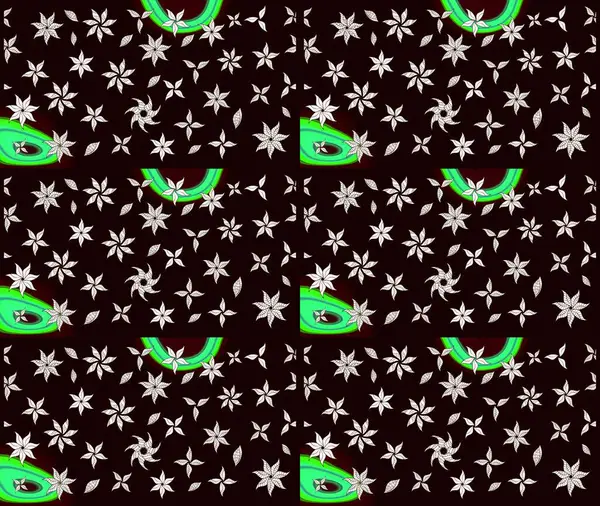 Şirin çiçekler. Çizgi çizimi kalıbı. Raster Moda kumaş deseni.