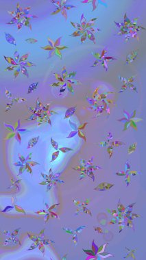 Süslü kumaş deseni. Düz Çiçek Elementleri Tasarımı. Renkli Bahar Teması eskiz kalıbı. Raster illüstrasyonunda çiçek deseni çizimi.