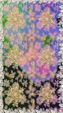 Tarafsız renklerde, altın elementlerle klasik, pürüzsüz desen. Raster illüstrasyonu.