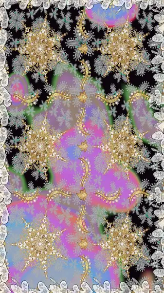 Barok tarzında kusursuz bir doğulu süsü. Geleneksel klasik raster altın pürüzsüz desen. Gri renklerdeki altın elementler.