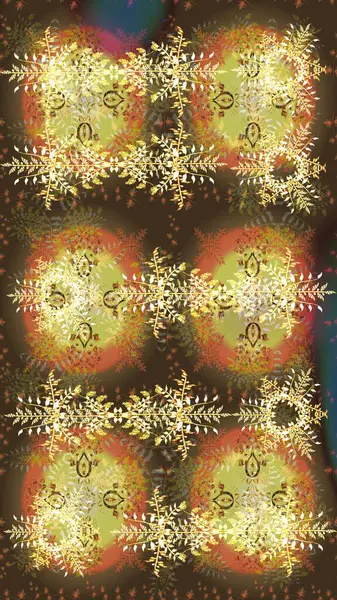 Modern tasarım posteri, kapak, kahverengi, nötr ve sarı renkli kart tasarımı. Son moda kar taneleri ve elementler onun kartlarını gösteriyor. Retro stil dokusu, şablon kış elementleri. Kar taneleri tasarımı.