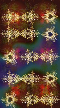 Düz kar karalama ikonları, kar taneleri silueti kahverengi, yeşil ve mavi renkler noel afişi, kartlar. Yeni yıl kar tanesi. Güzel soyut kar taneleri raster tasarımı..