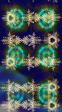 Yapraklı çiçekler ve mavi, yeşil ve gri renkte papatya çiçekleri. Raster - stok. Taslak arkaplan deseni.