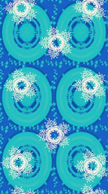 Damask altın soyut çiçek deseni beyaz, mavi ve nötr renkler üzerine. Süslü dekorasyon. Raster illüstrasyonu.