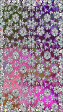 Renkli Yaz Temalı Kusursuz Arkaplan. Sevimli çiçek raster deseni. Gri renkli çiçekler. Düz Çiçek Elementleri Tasarımı.