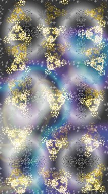 Gri, nötr ve mavi renkli kristal kar tanesi. Raster illüstrasyonu.