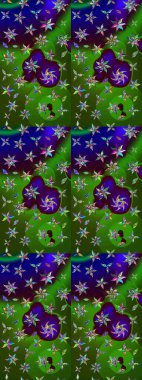 Renkli Bahar Teması eskiz kalıbı. Güzel çiçek deseni. Yeşil ve mavi renkte çiçekler. Düz Çiçek Elementleri Tasarımı.