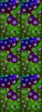 Renkli Bahar Teması eskiz kalıbı. Güzel çiçek deseni. Yeşil ve mavi renkte çiçekler. Düz Çiçek Elementleri Tasarımı.