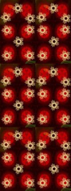 El yapımı çiçek ve bitki koleksiyonu. Eskiz tarzı, kahverengi, kırmızı ve siyah renkler. Raster illüstrasyonu. Şirin karalama çiçekleri olan kusursuz çiçek desenleri. Raster illüstrasyonu.