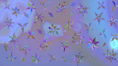 Parlak renkli çiçekleri ve mavi ve menekşe renklerinde yaprakları olan harika bir çiçek deseni. Modern çiçek arkaplanı. Moda baskıları için zarif bir şablon. Halk stili.