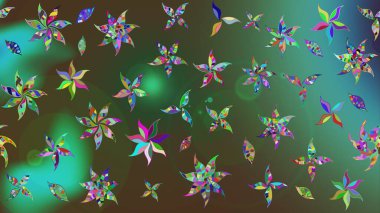 Kabile sanatı boho baskısı, klasik çiçek arkaplanı. Arkaplan dokusu, duvar kağıdı, yeşil ve kahverengi renkli çiçek teması. Soyut etnik raster çizim kalıbı.