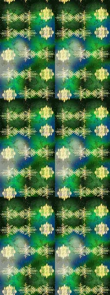 Yeşil, mavi ve gri renkte kar tanesi süsü. Güzel süs eşyası. Kar tanesi süsü Raster illüstrasyonu. Kar taneleri izole edildi.