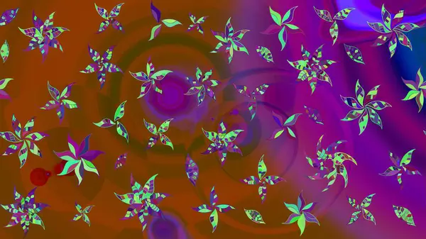 Çiçek ve yapraklı çiçek deseni. Raster illüstrasyonu. Küçük çiçekli şirin desen.