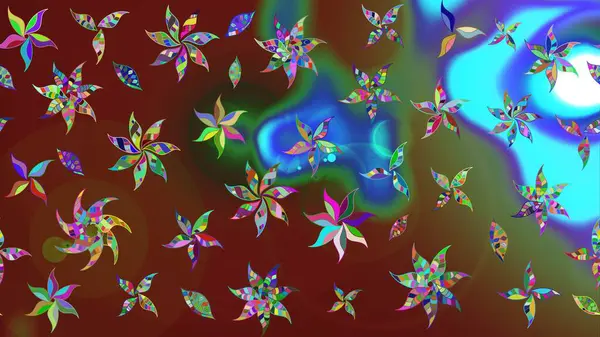 Soyut etnik raster çizim kalıbı. Kabile sanatı boho baskısı, klasik çiçek arkaplanı. Arkaplan dokusu, duvar kağıdı, kahverengi ve kırmızı renkli çiçek teması.