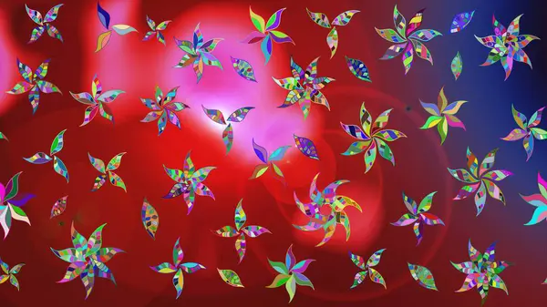 Çiçekli karalama şeklinde Raster çiçek deseni. Kırmızı ve pembe renkte çiçekler. Nazik, narin çiçek arkaplanı.