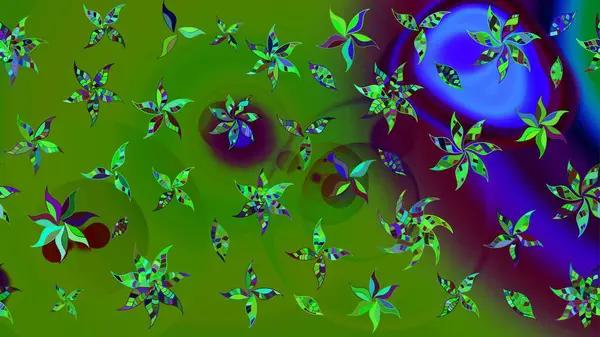 Modern, yeşil ve mavi raster arka plan duvar kağıdı çizimi, klasik çizgili desenli desenli çiçekler, çiçekli süsler. Çiçekli el çizimi çizimi deseni.