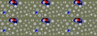 Tekstil, kumaş, kapaklar, duvar kağıtları, baskı, naylon, koleksiyon defteri, örgü, dekupaj için güzel bir eskiz. Millefleur 'lar. Küçük yeşil ve beyaz renkte güzel bir besin torbası deseni, çiçekler..