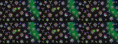 Çiçek desenli çizim. Raster illüstrasyonu. Asya tekstil gri ve yeşil renkler.