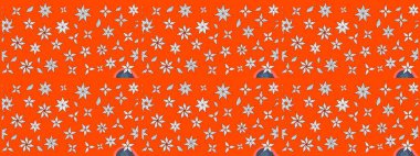 Renkli Bahar Teması eskiz kalıbı. Düz Çiçek Elementleri Tasarımı. Çiçekler turuncu ve nötr renklerde. Raster illüstrasyonunda çiçek deseni çizimi.