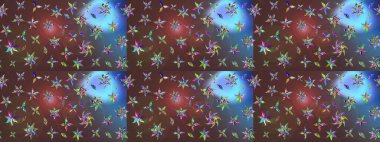 Dallı bahar çiçekleri ile desen, kahverengi ve mavi renkler ile çiçek silueti. Raster deseni.