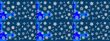 Düz Çiçek Elementleri Tasarımı. Raster Modaya uygun kumaş deseni. Mavi ve nötr renklerde şirin çiçek desenleri. Renkli Bahar Teması çizim şablonu.