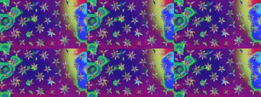 Raster illüstrasyonu. Yumuşak, yaz çiçekleri mor ve mor renkte. Raster çiçek desenli ve çiçekli..