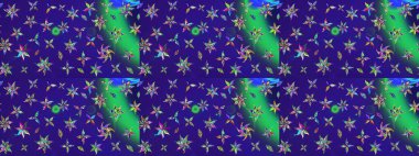 Mavi ve menekşe renginde çiçekler olan çiçek deseni çiz. Suluboya tarzında mavi ve mor renkte çiçekler.