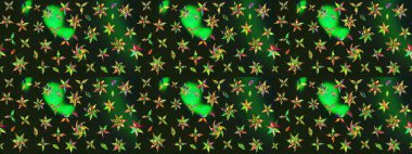 Renkli Bahar Teması eskiz kalıbı. Gri ve yeşil renkli çiçekler. Çiçekli çizim şekli. Düz Çiçek Elementleri Tasarımı.