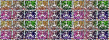 Düz Çiçek Elementleri Tasarımı. Raster illüstrasyonu. Kusursuz çiçek deseni. Güzel kumaş deseni. Renkli Bahar Temalı Kusursuz Arkaplan. Asya tekstil tarzında.