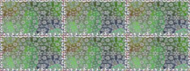 Renkli Bahar Temalı Kusursuz Arkaplan. Gri renkli çiçekler. Raster illüstrasyonu. Çiçekli, suluboya desenli kusursuz çiçek deseni. Düz Çiçek Elementleri Tasarımı.