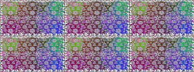 El çizimi. Çiçekli, yapraklı, çiçeksiz çiçek desenli. Raster illüstrasyonu.