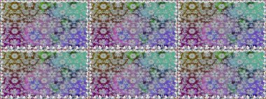 Raster illüstrasyonu. Güzel çiçekli kusursuz desen ve gri renkli yapraklar, suluboya çiçek deseni, duvar kağıdı, kart veya kumaş için fayanslı.