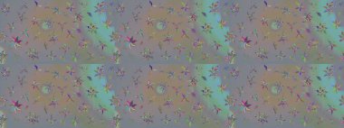 Raster illüstrasyonundaki çiçek desenli çizim. Gri ve bej renkli çiçekler. Renkli Yaz Temalı eskiz kalıbı. Düz Çiçek Elementleri Tasarımı.