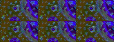 Çiçekli el çizimi çizimi deseni. Modern gelişim kahverengi ve mavi raster arka plan duvar kâğıdı illüstrasyon klasik çizgili iz sürme desenli çiçekler, çiçekli süsler.