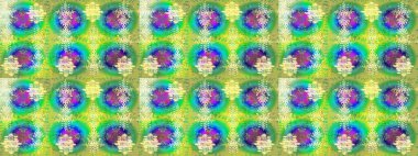 Renkli arka planda izole tatlı kar taneleri. Raster illüstrasyonu. Kar taneleriyle yeşil, mavi ve sarı renkler.