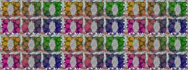 Raster illüstrasyonu. Tropik, dikişsiz çiçek deseni. Renkli çiçekler.