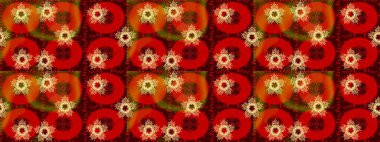 Noel ve yeni yıl moda baskıları için tatil tasarımı. Raster illüstrasyonu. Kar tanelerinin soyut arkaplanlı Noel şablonu. Kırmızı, kahverengi ve turuncu renkler.