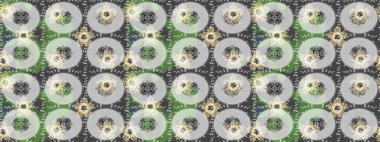 Yeşil, gri ve nötr renklerde. Kusursuz dekoratif arka plan, çiçek mandala. Çiçek. Raster illüstrasyonu.