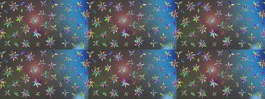 Çizim çiçek deseni duvar kâğıdı olarak kullanılabilir. Gri ve mavi renkte çiçekler. Raster illüstrasyonu.