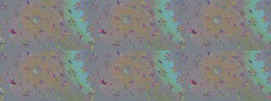 Çiçekler suluboya eskiz deseni. Raster Stili kumaş deseni.