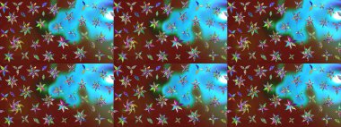 Raster suluboya çiçek deseni, narin çiçekler, mavi ve kırmızı çiçekler, tebrik kartı şablonu. Raster Güzel kumaş deseni.